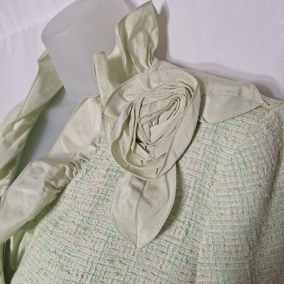 Teri Jon Rickie Freeman Womens Ruffle Tweed Blazer Coquette Distressed Size 12 - Picture 8 of 13